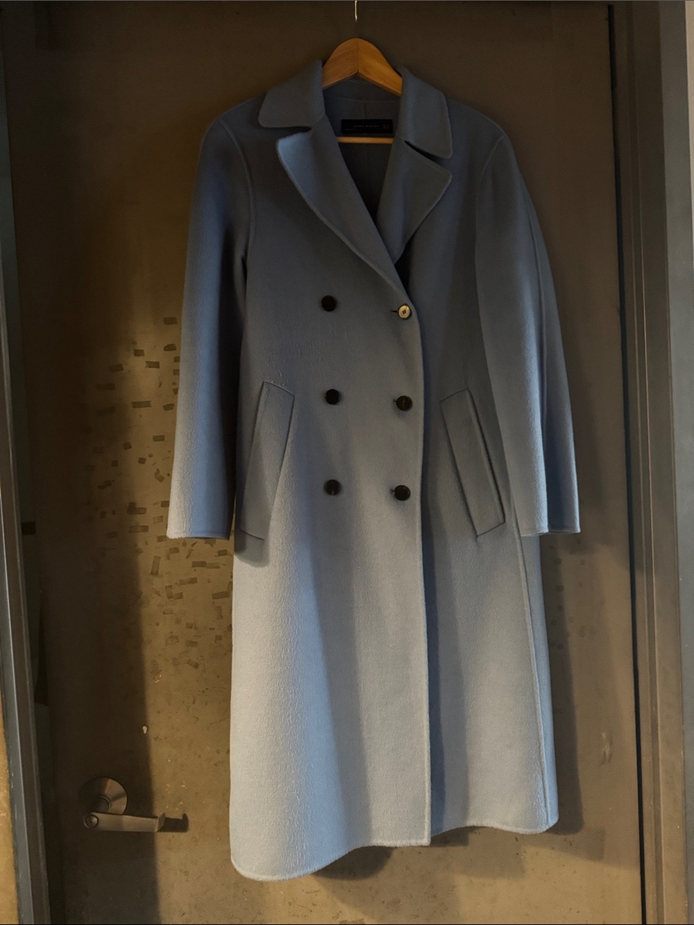 Zara Light Blue Double-Breasted Trench Coat